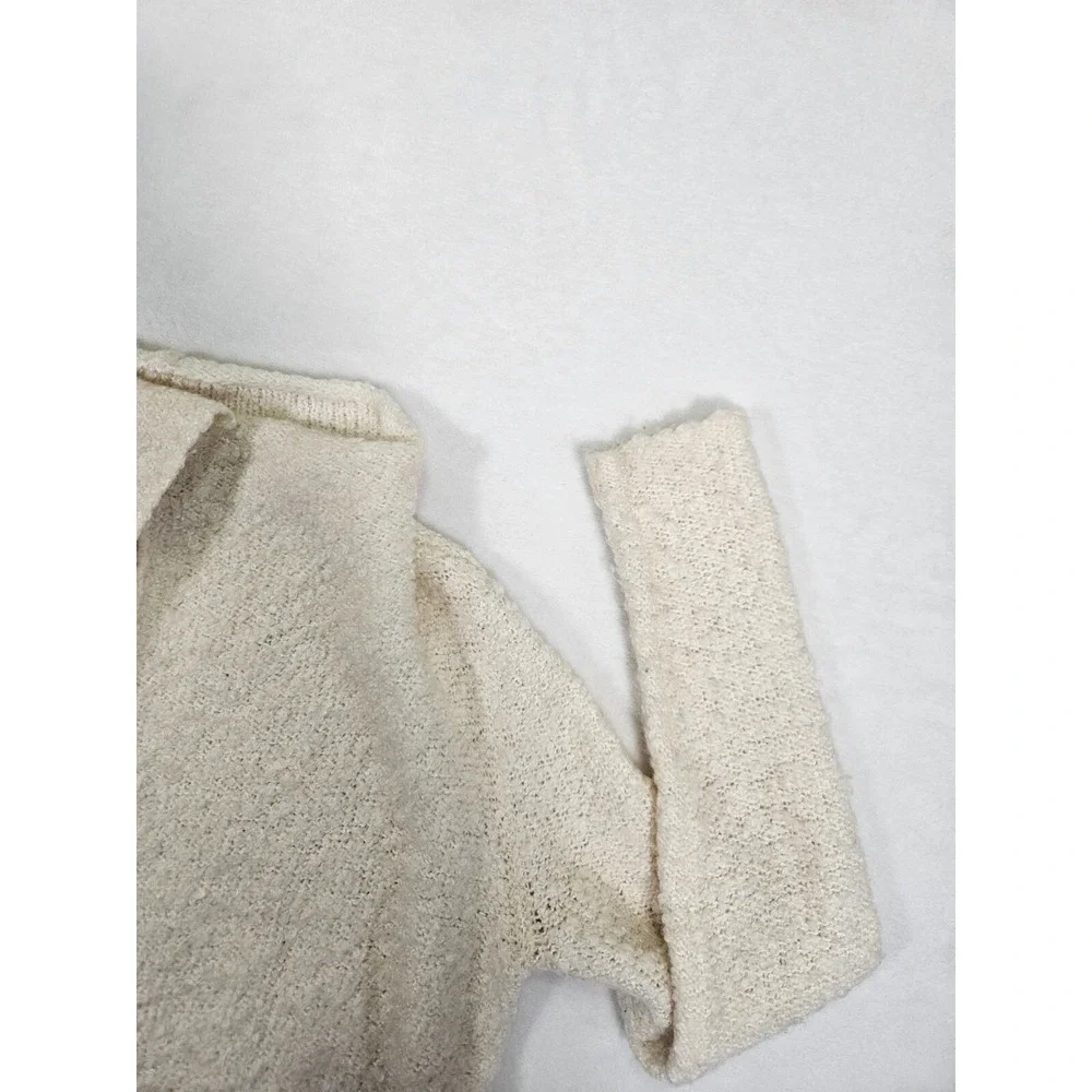 LRL Ralph Lauren Cardigan Women's Small White Black Wool Blend Knit Open‎ Casual
